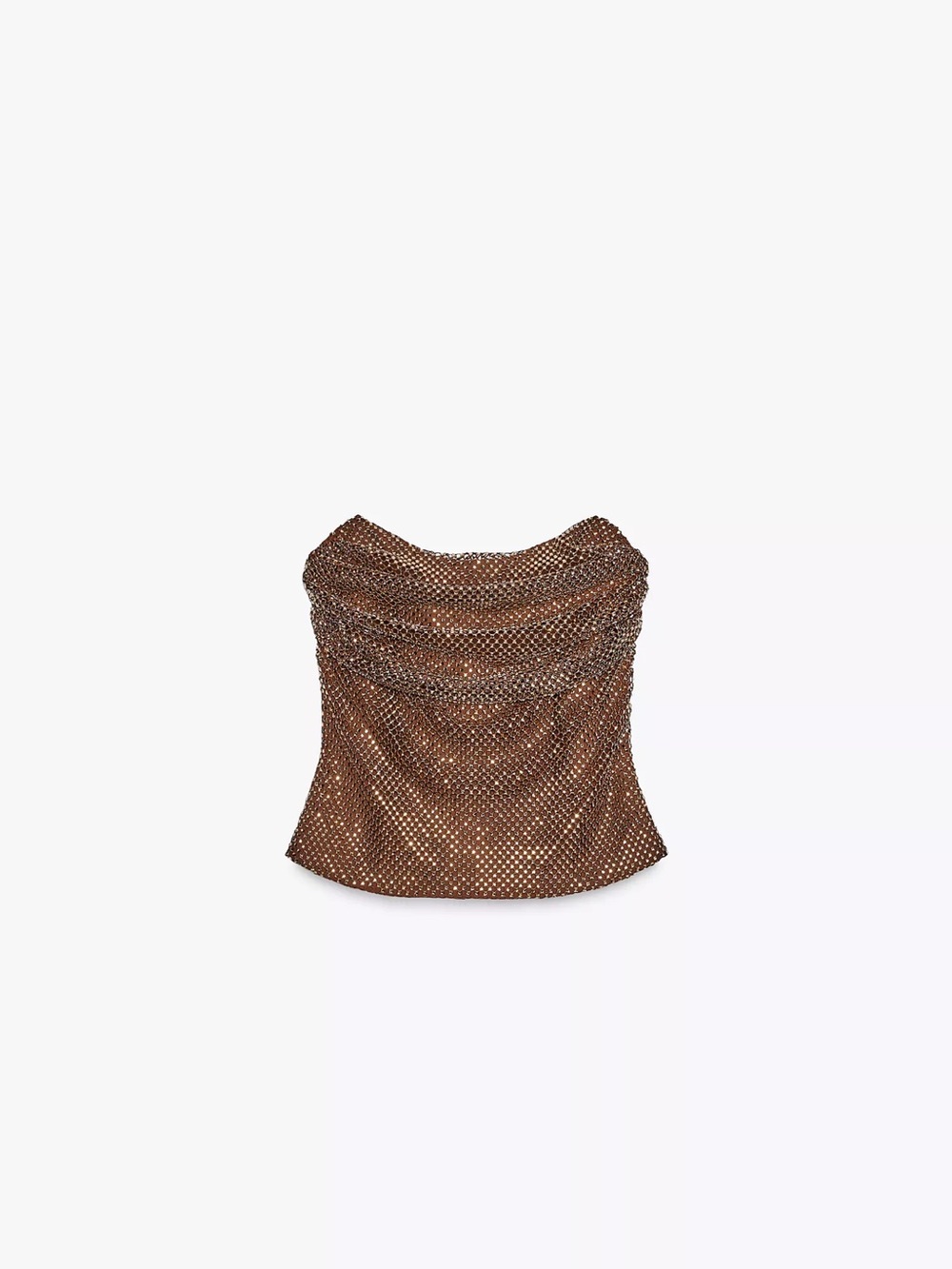 Zara Metallic Brown Strapless Draped Camisole